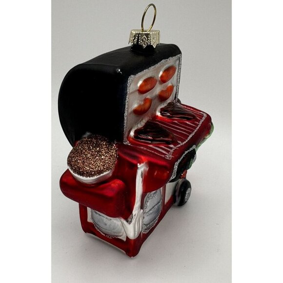 Glass Blown BBQ Grill Christmas Tree Ornament Summer Time Winter Fun - Picture 3 of 6